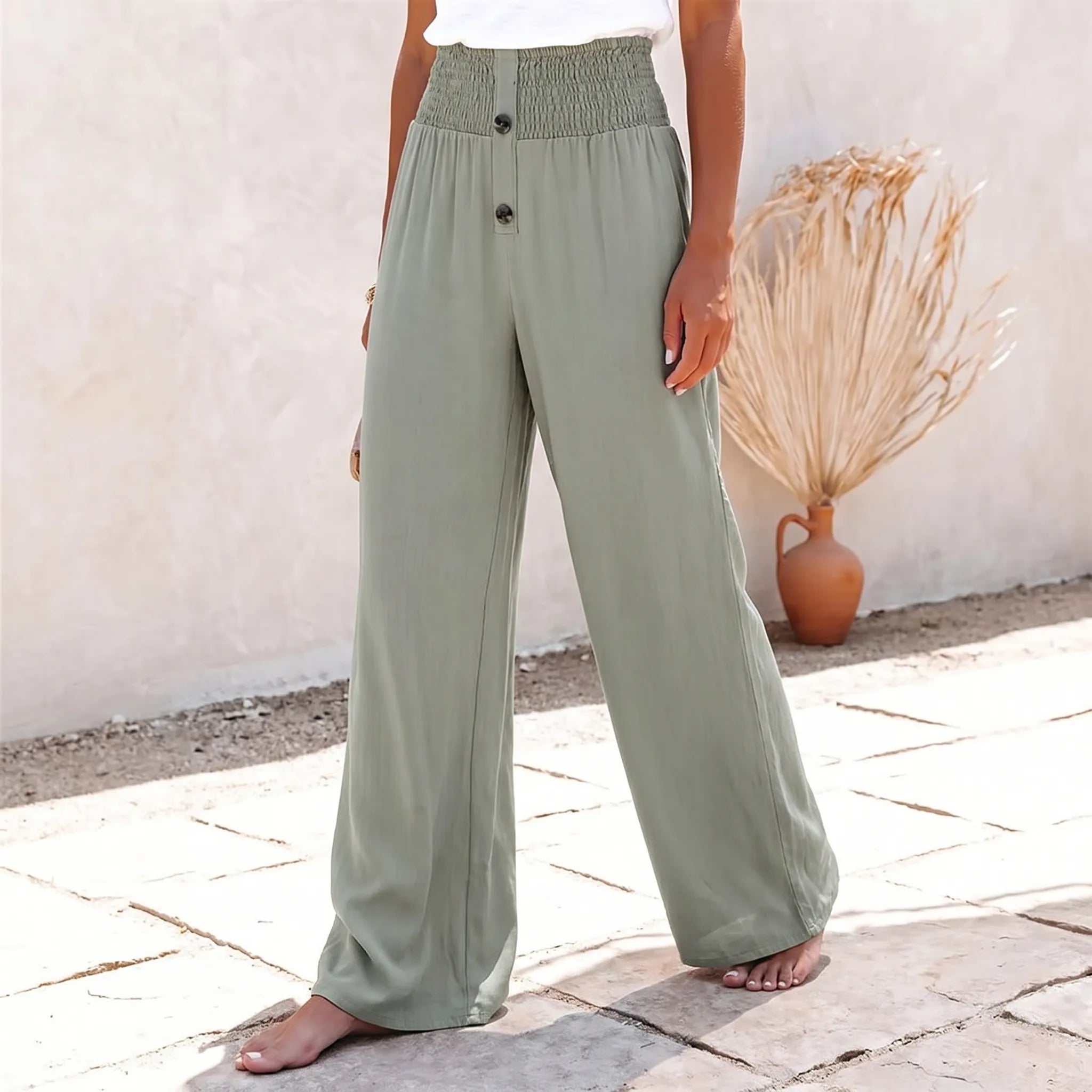 Volansia - Pantalon Large Taille Haute